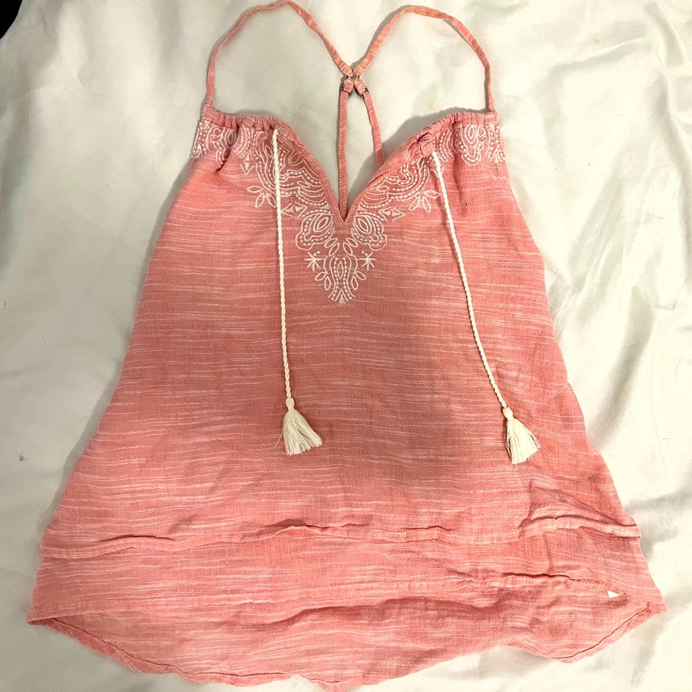 Pink linen tank top
